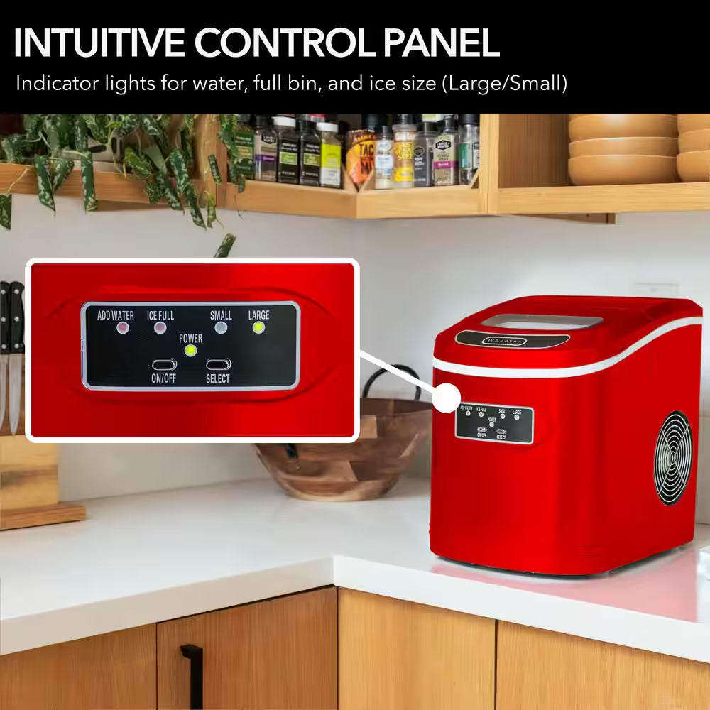 9.5 In. 27 Lbs. Portable Countertop Ice Maker Bullet Ice Machine with 2.2L Reservoir and 1.5 Lb. Bin in Metallic Red