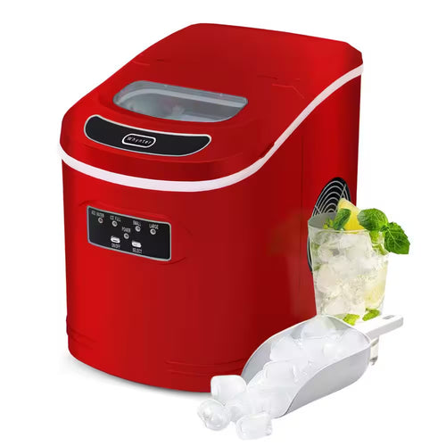 9.5 In. 27 Lbs. Portable Countertop Ice Maker Bullet Ice Machine with 2.2L Reservoir and 1.5 Lb. Bin in Metallic Red