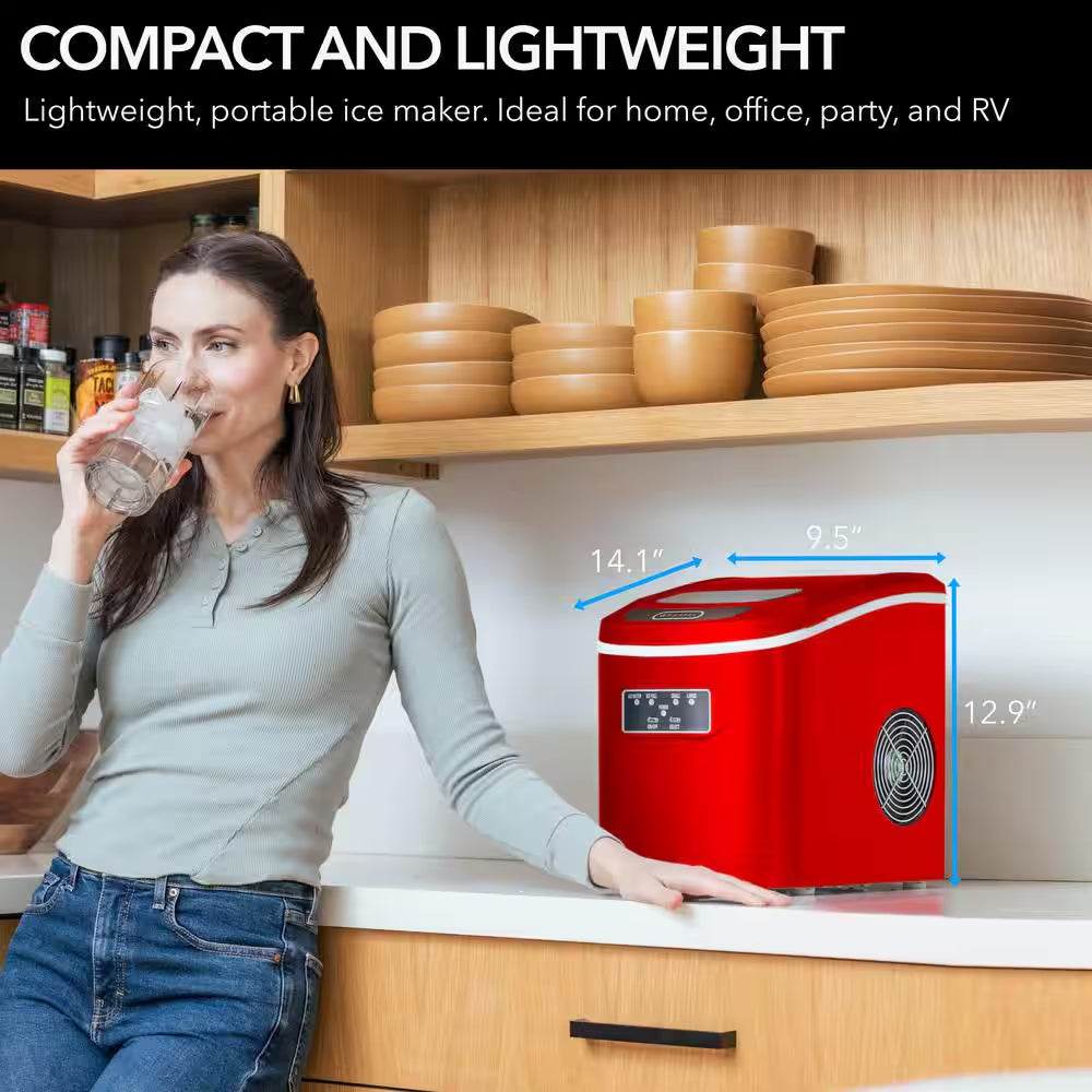 9.5 In. 27 Lbs. Portable Countertop Ice Maker Bullet Ice Machine with 2.2L Reservoir and 1.5 Lb. Bin in Metallic Red