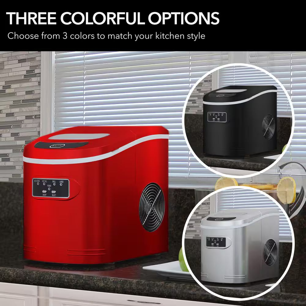 9.5 In. 27 Lbs. Portable Countertop Ice Maker Bullet Ice Machine with 2.2L Reservoir and 1.5 Lb. Bin in Metallic Red
